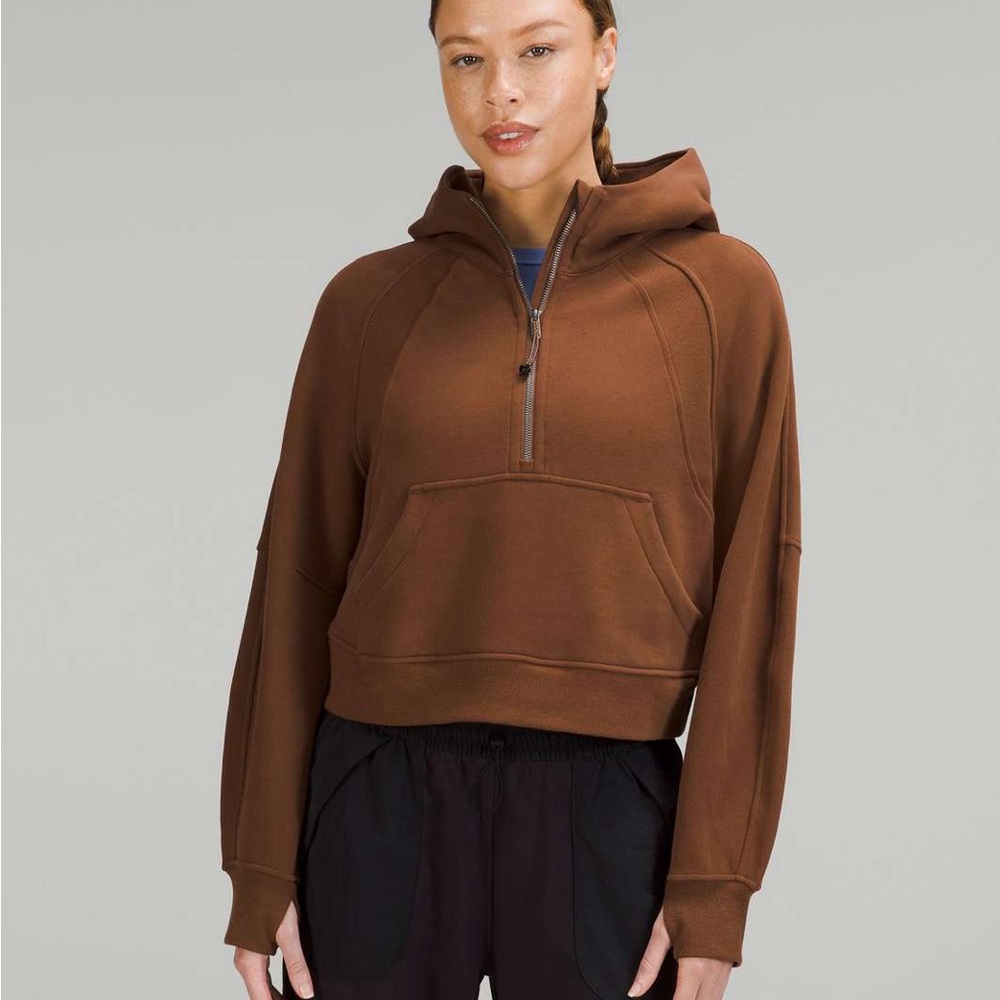 Lululemon Scuba Oversized Half Zip Hoodie XS/S Roasted Brown